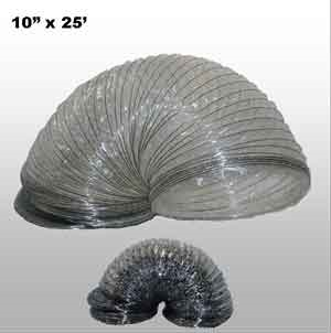 Wire Reinforced Mylar Flex Ducting 10” x 25’ (Per Section)